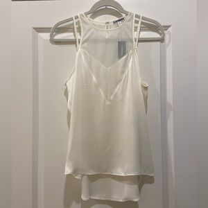 NWT Express Mesh Neckline Ivory Satin Tank